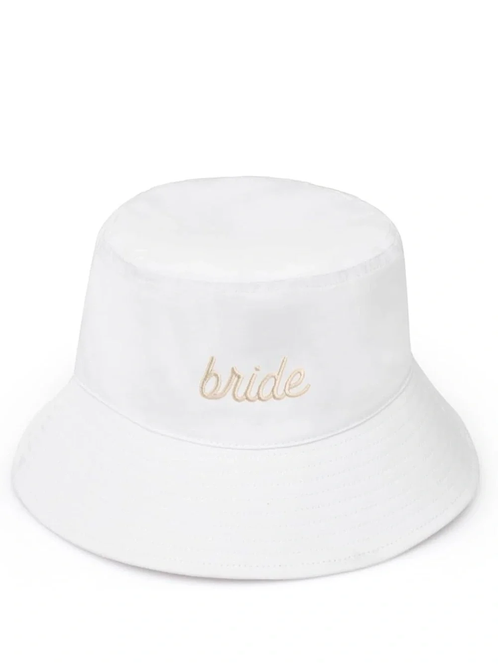 Bride Embroidered White Bucket Hat